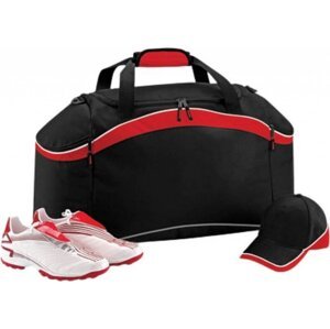 BagBase Sportovní prostorná taška na zip Holdall 54 l Barva: černá - červená - bílá, Velikost: 64 x 35 x 31 cm BG572