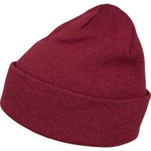Build Your Brand Pánská čepice Heavy Knit Beanie s ohrnovacím lemem Barva: Červená vínová BY001