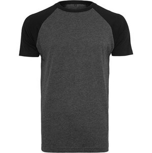 Pevné raglanové kontrastní tričko krátký rukáv Barva: uhlová - černá, Velikost: 3XL BY007