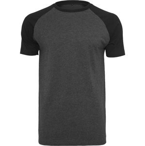 Pevné raglanové kontrastní tričko krátký rukáv Barva: uhlová - černá, Velikost: L BY007