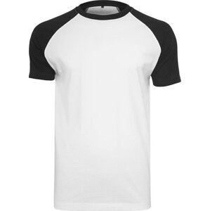 Pevné raglanové kontrastní tričko krátký rukáv Barva: bílá - černá, Velikost: L BY007