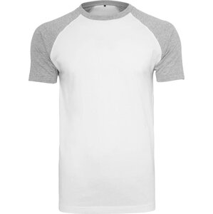 Pevné raglanové kontrastní tričko krátký rukáv Barva: bílá - šedý melír, Velikost: S BY007