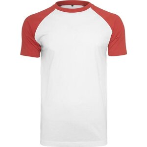 Pevné raglanové kontrastní tričko krátký rukáv Barva: bílá - červená, Velikost: L BY007