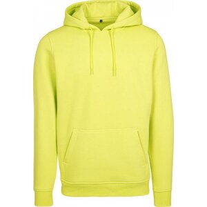 Teplá mikina Build Your Brand s kapucí a kapsama, 70% bavlna Barva: žlutá reflexní, Velikost: L BY011