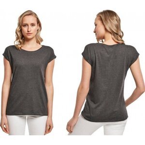 Build Your Brand Prodloužené splývavé tričko s ohrnutými rukávy Barva: šedá uhlová melír, Velikost: 3XL BY021