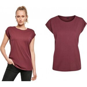 Build Your Brand Prodloužené splývavé tričko s ohrnutými rukávy Barva: třešňová, Velikost: 3XL BY021