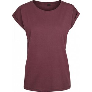 Build Your Brand Prodloužené splývavé tričko s ohrnutými rukávy Barva: třešňová, Velikost: S BY021