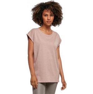 Build Your Brand Prodloužené splývavé tričko s ohrnutými rukávy Barva: Růžová bledá, Velikost: XS BY021