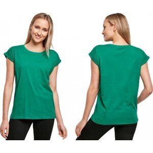 Build Your Brand Prodloužené splývavé tričko s ohrnutými rukávy Barva: Zelená lesní, Velikost: 3XL BY021