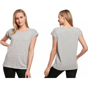Build Your Brand Prodloužené splývavé tričko s ohrnutými rukávy Barva: šedá melír, Velikost: 3XL BY021