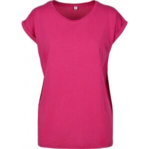 Build Your Brand Prodloužené splývavé tričko s ohrnutými rukávy Barva: růžová hibiskus, Velikost: 3XL BY021