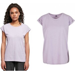 Build Your Brand Prodloužené splývavé tričko s ohrnutými rukávy Barva: růžová lila, Velikost: S BY021