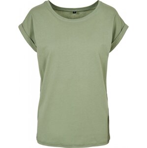Build Your Brand Prodloužené splývavé tričko s ohrnutými rukávy Barva: zelená střední, Velikost: 3XL BY021