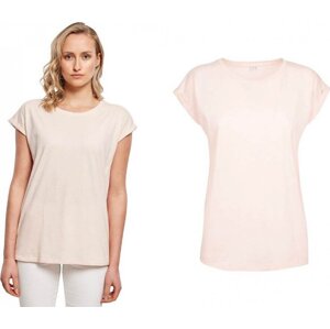 Build Your Brand Prodloužené splývavé tričko s ohrnutými rukávy Barva: Růžová, Velikost: 3XL BY021