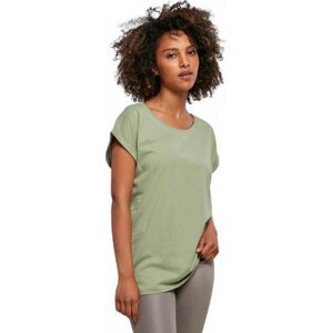 Build Your Brand Prodloužené splývavé tričko s ohrnutými rukávy Barva: Soft Salvia, Velikost: 3XL BY021