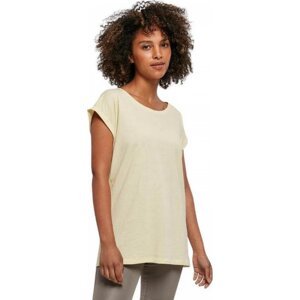 Build Your Brand Prodloužené splývavé tričko s ohrnutými rukávy Barva: žlutá světlá, Velikost: XS BY021