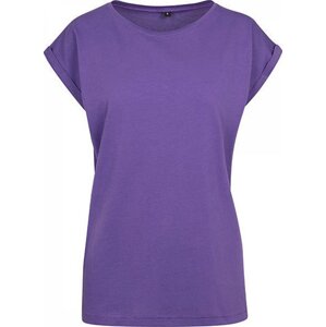 Build Your Brand Prodloužené splývavé tričko s ohrnutými rukávy Barva: Fialová, Velikost: XXL BY021