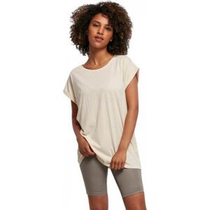 Build Your Brand Prodloužené splývavé tričko s ohrnutými rukávy Barva: bílá - písková, Velikost: 3XL BY021