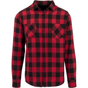 Kostkovaná flanelová košile Build Your Brand Barva: černá - červená, Velikost: L BY031