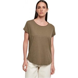 Dámské tričko slub s prodlouženým zadním dílem Build Your Brand Barva: zelená olivová, Velikost: XL BY036
