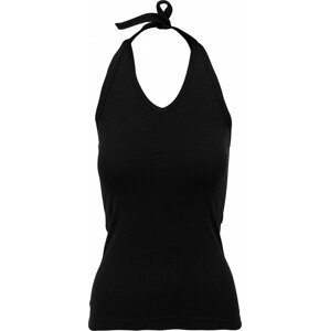 Build Your Brand Elegantní tričko s uvazováním kolem krku Barva: Černá, Velikost: XL BY038