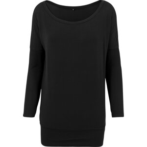 Build Your Brand Prodloužené bavlněné pohodlné triko s viskózou Barva: Černá, Velikost: L BY041