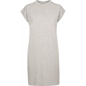 Build Your Brand Pevné bavlněné šaty s ohnutými rukávky a se stojáčkem 200 g/m Barva: šedá melír, Velikost: L BY101