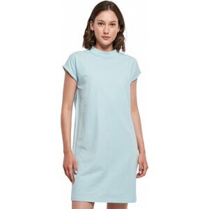Build Your Brand Pevné bavlněné šaty s ohnutými rukávky a se stojáčkem 200 g/m Barva: modrá azurová, Velikost: XXL BY101