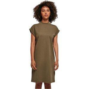 Build Your Brand Pevné bavlněné šaty s ohnutými rukávky a se stojáčkem 200 g/m Barva: zelená olivová, Velikost: 3XL BY101