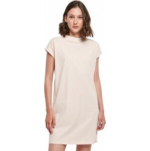 Build Your Brand Pevné bavlněné šaty s ohnutými rukávky a se stojáčkem 200 g/m Barva: Růžová, Velikost: XL BY101