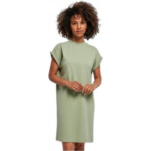 Build Your Brand Pevné bavlněné šaty s ohnutými rukávky a se stojáčkem 200 g/m Barva: Soft Salvia, Velikost: XS BY101