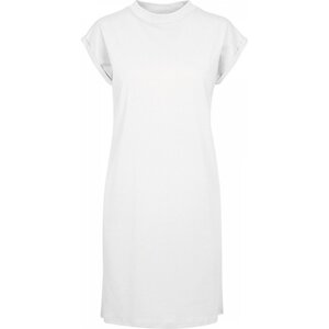 Build Your Brand Pevné bavlněné šaty s ohnutými rukávky a se stojáčkem 200 g/m Barva: Bílá, Velikost: XS BY101