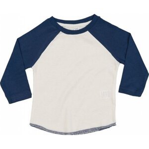 Babybugz Dětské raglánové baseballové tričko pro miminka z organické bavlny Barva: Washed White-Swiss Navy, Velikost: 12-18 měsíců BZ43