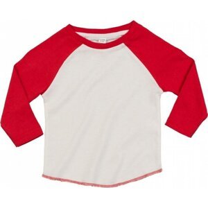 Babybugz Dětské raglánové baseballové tričko pro miminka z organické bavlny Barva: Washed White-Warm Red, Velikost: 12-18 měsíců BZ43