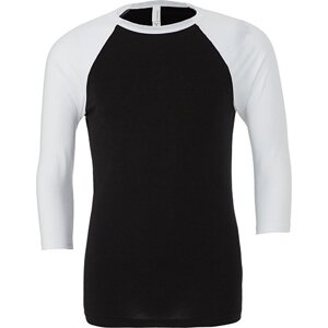 Bella+Canvas Baseballové unisex triko se 3/4 kontrastními rukávy Barva: černá - bílá, Velikost: XL CV3200
