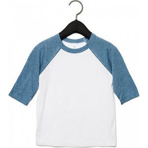 Bella+Canvas Dětské směsové triko s baseballovým 3/4 kontrastním rukávem Barva: bílá - modrý denim, Velikost: L CV3200Y