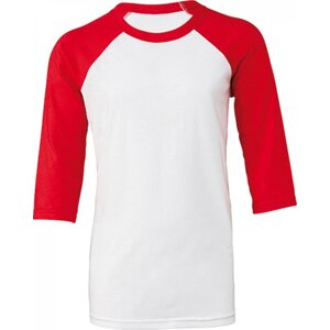 Bella+Canvas Dětské směsové triko s baseballovým 3/4 kontrastním rukávem Barva: bílá - červená, Velikost: S CV3200Y