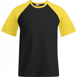 Pánské raglánové triko Promodoro s kontrastními baseballovými rukávy 180 g/m Barva: černá - žlutá, Velikost: L E1060
