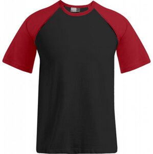 Pánské raglánové triko Promodoro s kontrastními baseballovými rukávy 180 g/m Barva: černá - červená, Velikost: XXL E1060