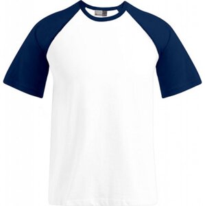 Pánské raglánové triko Promodoro s kontrastními baseballovými rukávy 180 g/m Barva: bílá - modrá námořní, Velikost: L E1060