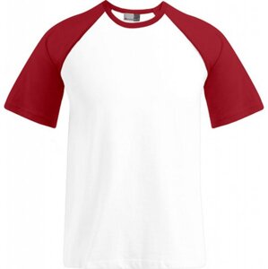 Pánské raglánové triko Promodoro s kontrastními baseballovými rukávy 180 g/m Barva: bílá - červená, Velikost: L E1060