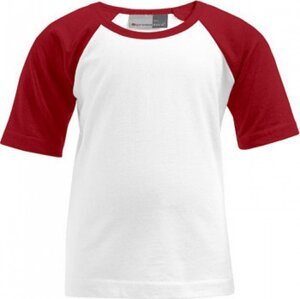 Promodoro Dětské tričko s barevnými raglanovými rukávy Barva: bílá - červená ohnivá, Velikost: 140 E160