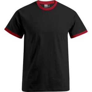 Promodoro Pánské volně střižené tričko s kontrastními lemy 180 g/m Barva: černá - červená ohnivá, Velikost: M E3070