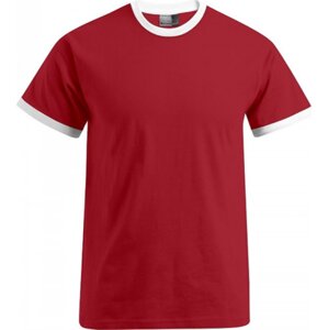 Promodoro Pánské volně střižené tričko s kontrastními lemy 180 g/m Barva: červená ohnivá - bílá, Velikost: L E3070
