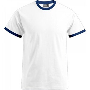Promodoro Pánské volně střižené tričko s kontrastními lemy 180 g/m Barva: bílá - modrá námořní, Velikost: L E3070