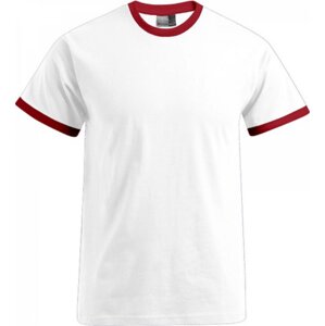 Promodoro Pánské volně střižené tričko s kontrastními lemy 180 g/m Barva: bílá - červená, Velikost: L E3070