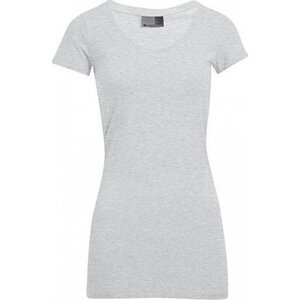 Promodoro Prodloužené dámské slim-fit tričko do véčka Barva: šedá melír, Velikost: S E3087