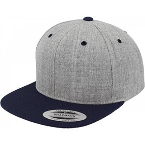 Dvoubarevná čepice Flexfit s rovným kontrastním kšiltem Barva: šedý melír - modrá námořní FX6089MT