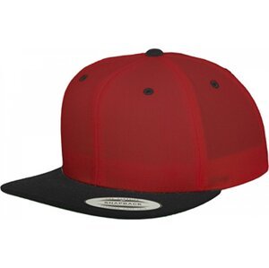 Dvoubarevná čepice Flexfit s rovným kontrastním kšiltem Barva: Červená - černá FX6089MT