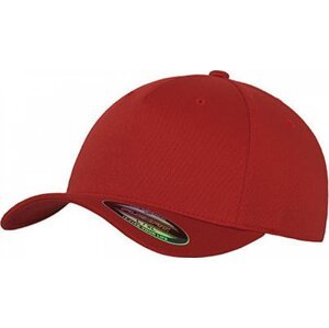 Flexfit baseballová čepice s prohnutým kšiltem bez uzávěru 5 panelová Barva: Červená, Velikost: L/XL FX6560